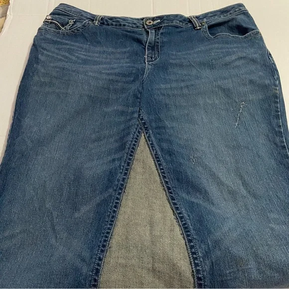 Cato Blue Denim Maxi Skirt upcycle panel handmade 18 - Picture 6 of 8